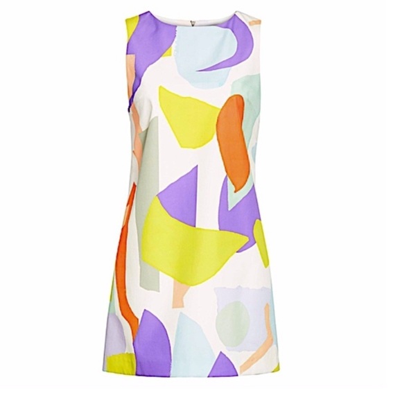Alice + Olivia Clyde Printed Geo Collage A-Line Shift Dress NWOT - Picture 3 of 13